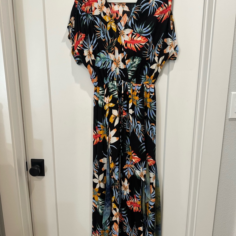 Floral Maxi Dress with Short Sleeves